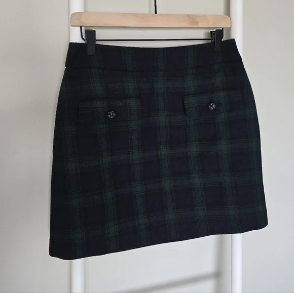 Loft Petite Plaid Button Trim Shift Skirt - Picture 2 of 7